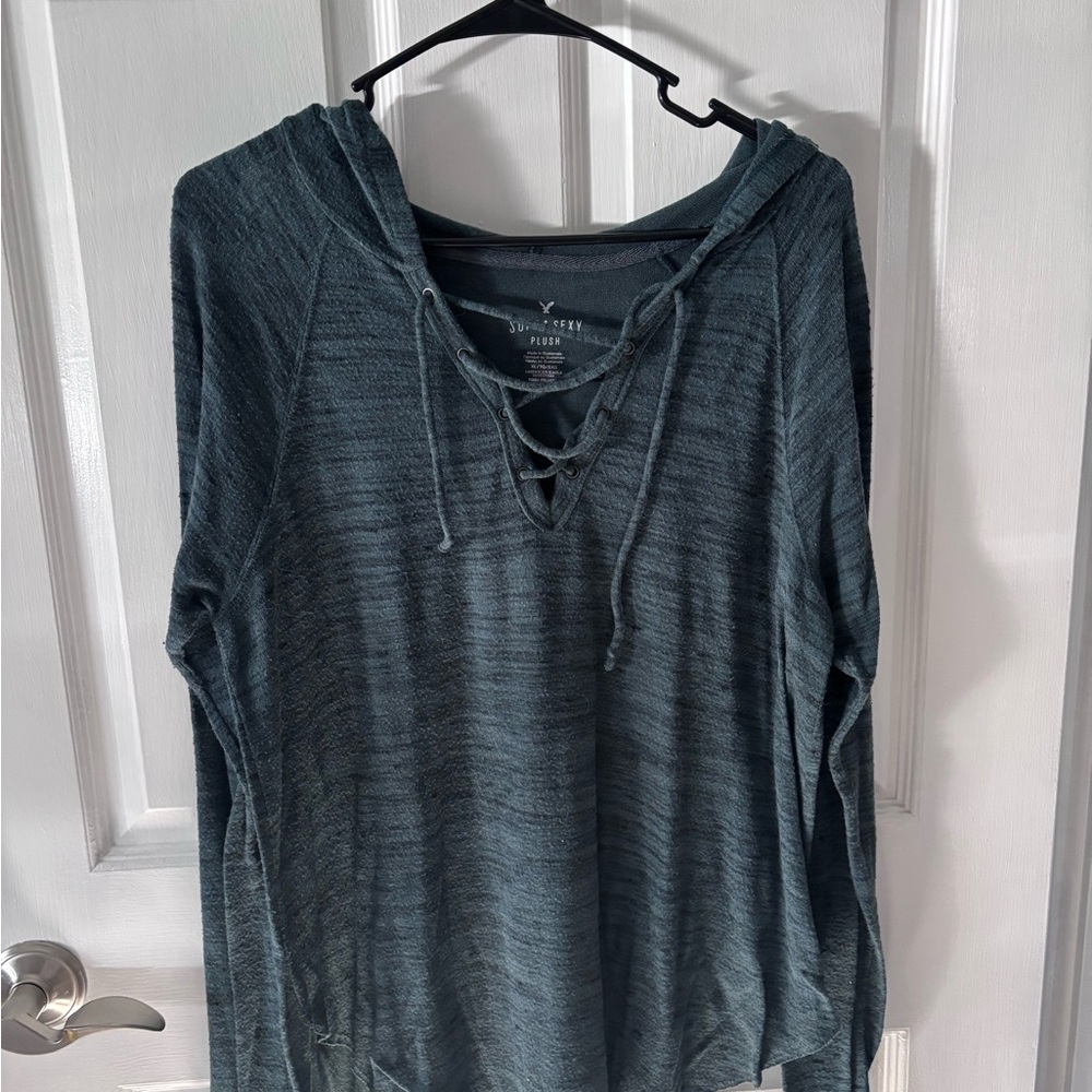 American Eagle Outfitters Women's Green Hooded Top